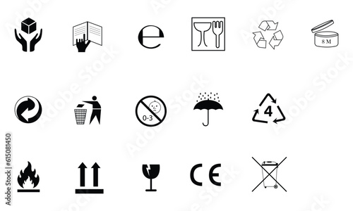 Set of packaging label icons