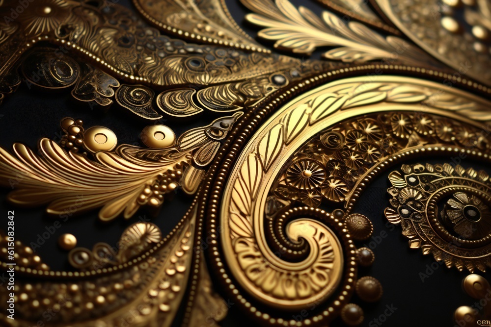Sharp gold filigree ornate texture Generative AI Sharp gold filigree ornate texture Generative AI