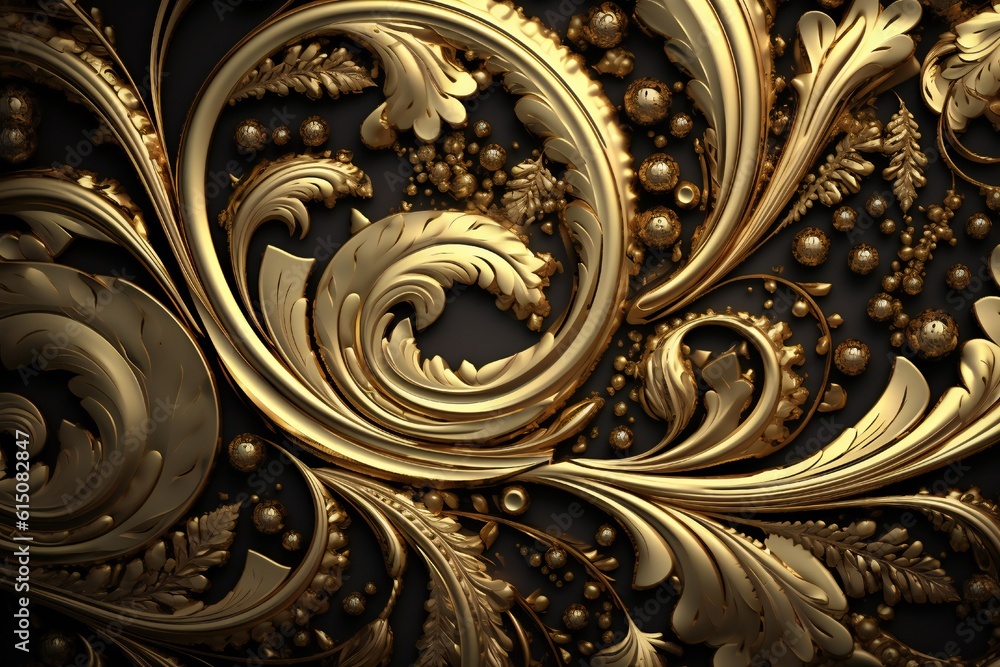Sharp gold filigree ornate texture Generative AI Sharp gold filigree ornate texture Generative AI