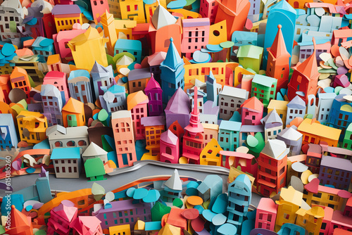creative urban city landscape made from paper cut out