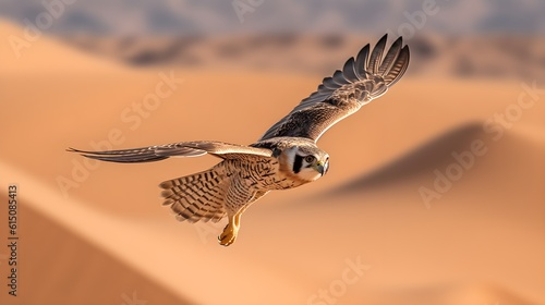 Canvas Print A majestic falcon roaming a vast desert landscape