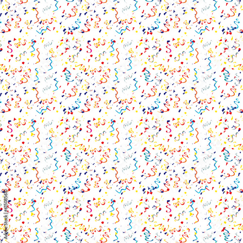 Colorful confetti pattern vector isolated, seamless carnival print pattern. Festive pattern of falling shiny confetti. Multicolor streamers, holiday decorative tinsel for festive design
