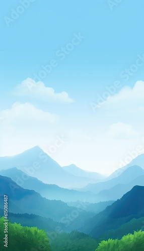 Misty Mountain Peaks Mobile Wallpaper - Serene Landscape with Clear Blue Sky in 8K Quality 