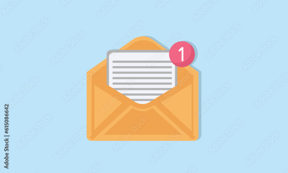 Letter in envelope icon with notification. Mail envelope with marker message. Letter in envelope icon with notification. Mail envelope with marker message.