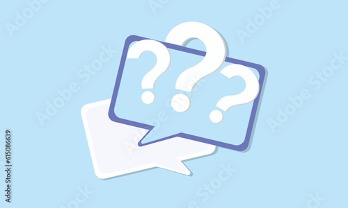 Question mark speech bubble icon. Message box with question sign. FAQ symbol concept. © K