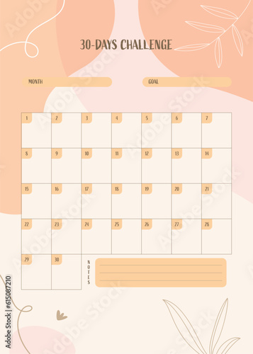 30 day Challenge Template Vector Abstract Background
