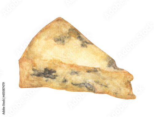 Watercolor painting of Piece of cheese.