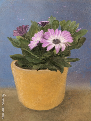 blümchen im gelben topf