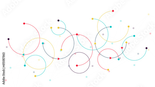 Abstract geometric with connecting lines and point. Social network connection, computer networks, global communication technology background.