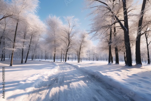 City park covered in winter snow © AEN Creative Studio