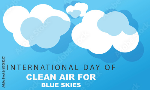 international day of clean air for blue skies. background, banner, card, poster, template. Vector illustration.