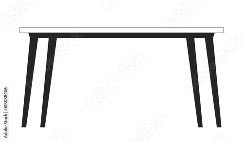 Contemporary table flat monochrome isolated vector object. Minimalist furniture. Empty desk. Editable black and white line art drawing. Simple outline spot illustration for web graphic design