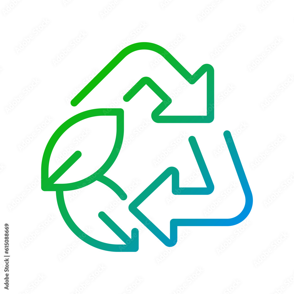 Recycling pixel perfect gradient linear vector icon. Reusing of waste materials. Ecology protection. Thin line color symbol. Modern style pictogram. Vector isolated outline drawing Recycling pixel perfect gradient linear vector icon. Reusing of waste materials. Ecology protection. Thin line color symbol. Modern style pictogram. Vector isolated outline drawing