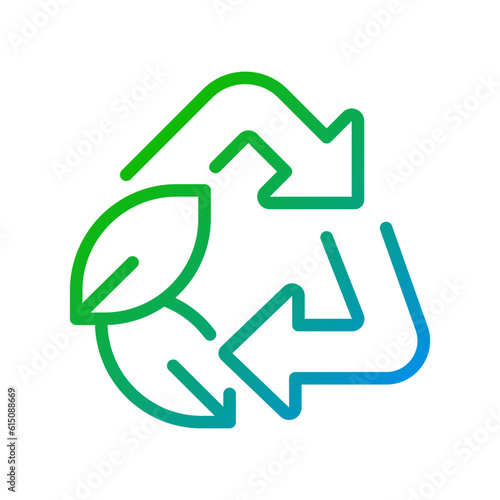 Recycling pixel perfect gradient linear vector icon. Reusing of waste materials. Ecology protection. Thin line color symbol. Modern style pictogram. Vector isolated outline drawing