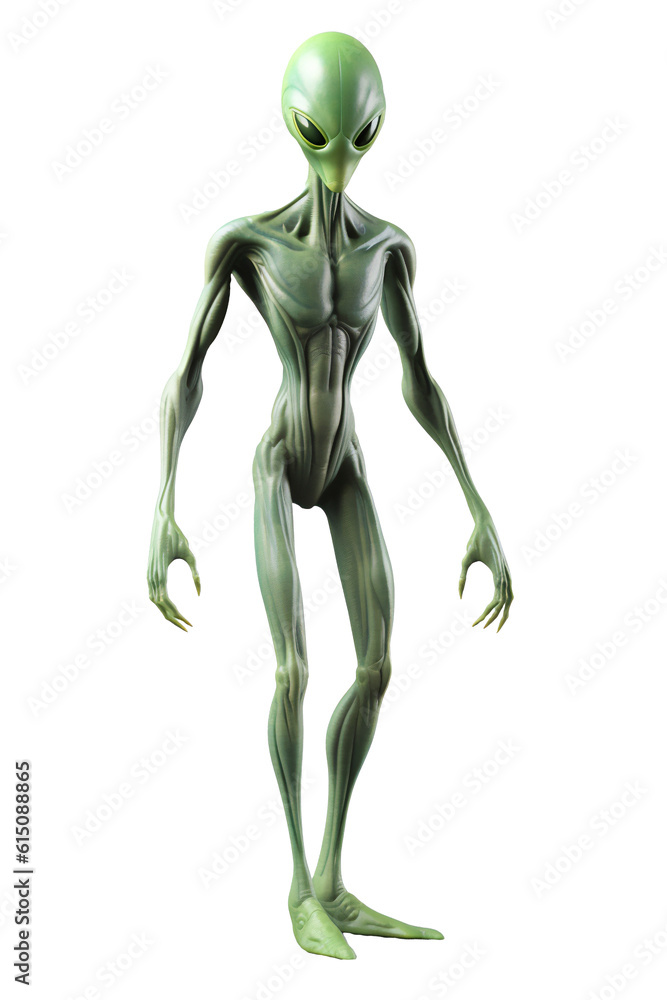Alien or little green man which is an extra-terrestrial creature often used as a Halloween subject, png file cut out and isolated on a transparent background, computer Generative AI stock illustration Alien or little green man which is an extra-terrestrial creature often used as a Halloween subject, png file cut out and isolated on a transparent background, computer Generative AI stock illustration