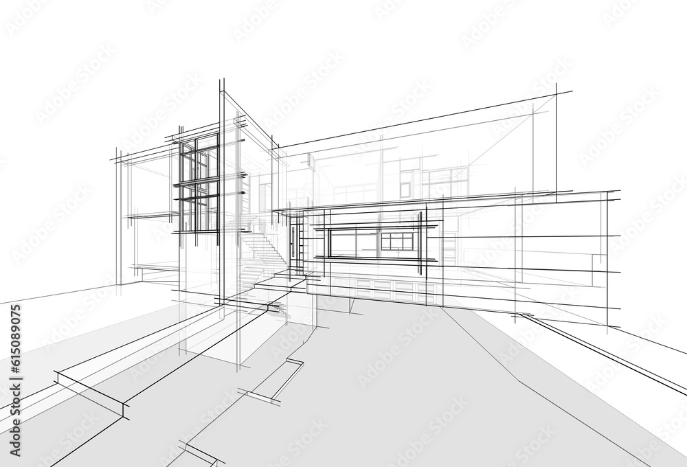 architectural sketch of a house 3d rendering architectural sketch of a house 3d rendering