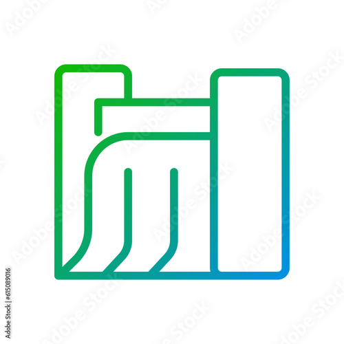 Hydroelectric station pixel perfect gradient linear vector icon. Natural source of energy. Eco friendly industry. Thin line color symbol. Modern style pictogram. Vector isolated outline drawing