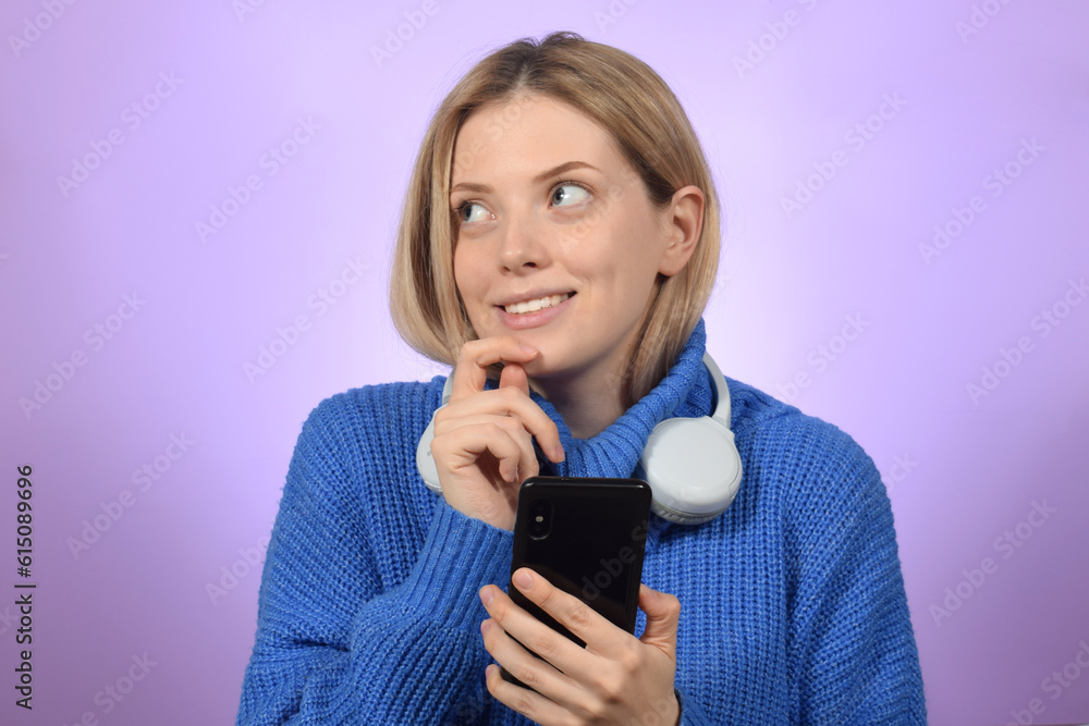 cute pretty blonde woman thoughtfully looking away cute pretty blonde woman thoughtfully looking away
