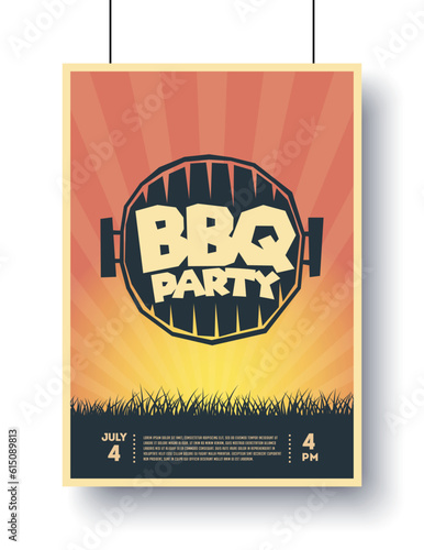 Barbecue flyer. BBQ time. Barbecue party. Vintage banner, poster.
