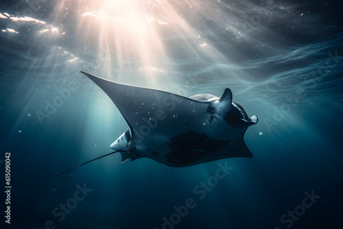 Manta ray in marine. Generative AI