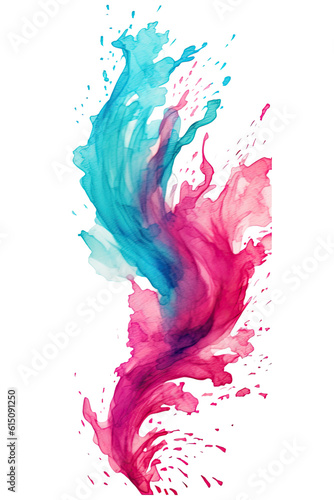 magenta and turquoise swashes, watercolor paint abstract border frame for design layout, isolated on a transparent background, generative ai