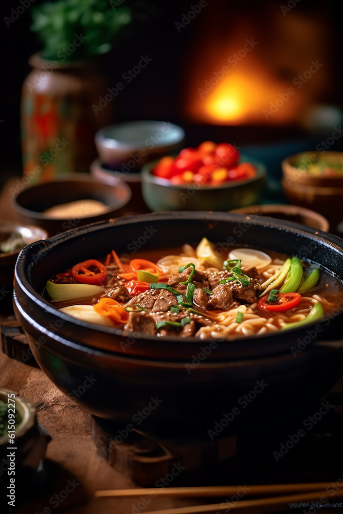 a Sukiyaki with blur background a Sukiyaki with blur background