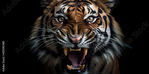  Untamed Beauty  Magnificent Tiger Showcasing Its Fierce Roar 