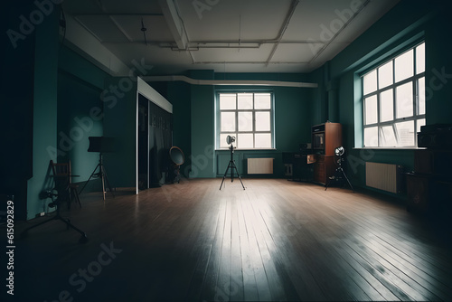 Empty studio room. Generative AI