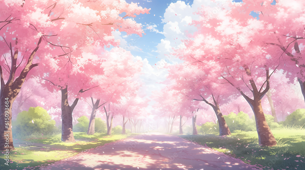 Obraz premium アニメ調背景【夜桜】