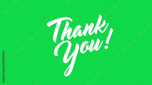 Animated Thank You with White Lettering On Green Screen Background. Suitable for Celebrations, Wishes, Events, Messages, holidays, and festivals.