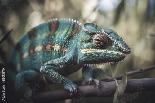 Chameleon in nature. Generative AI © PIRMYN