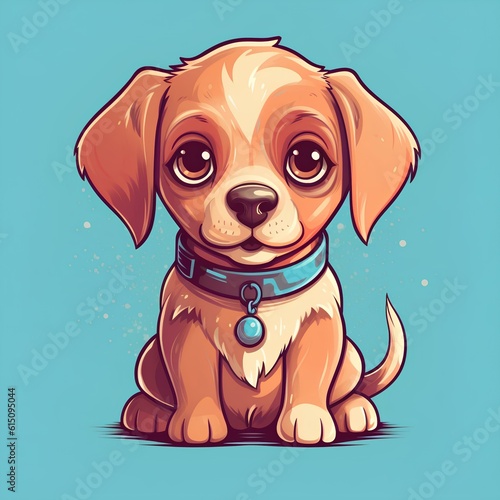cute puppy dog catoon isolated comic style illustration design