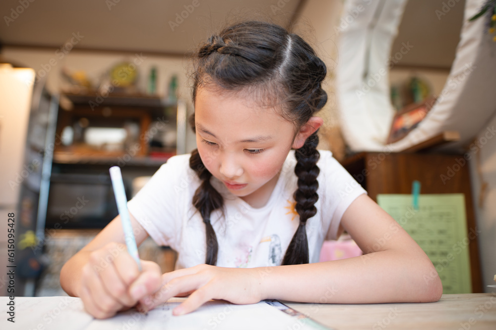 勉強をする女の子 勉強をする女の子
