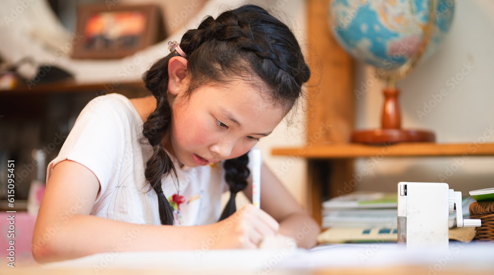 勉強をする女の子 勉強をする女の子