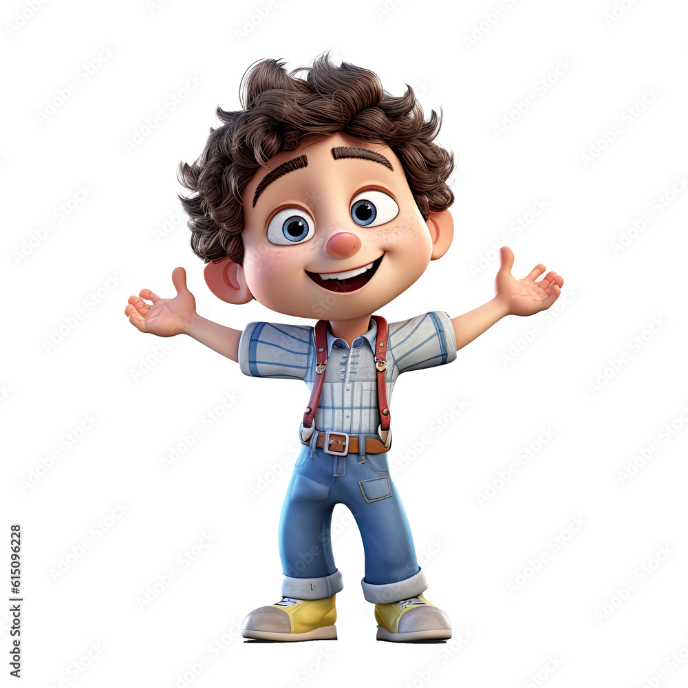 3D Happy cartoon actor character on transparent background. Generative AI 3D Happy cartoon actor character on transparent background. Generative AI