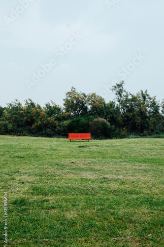red chair in the park