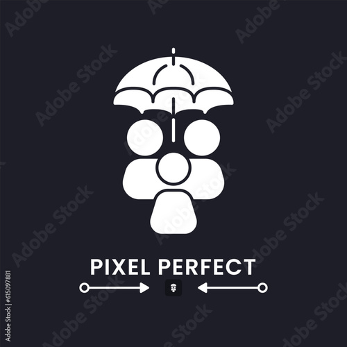 Safety white solid desktop icon. Social security. Public assistance program. Medical insurance. Pixel perfect, outline 2px. Silhouette symbol for dark mode. Glyph pictogram. Vector isolated image