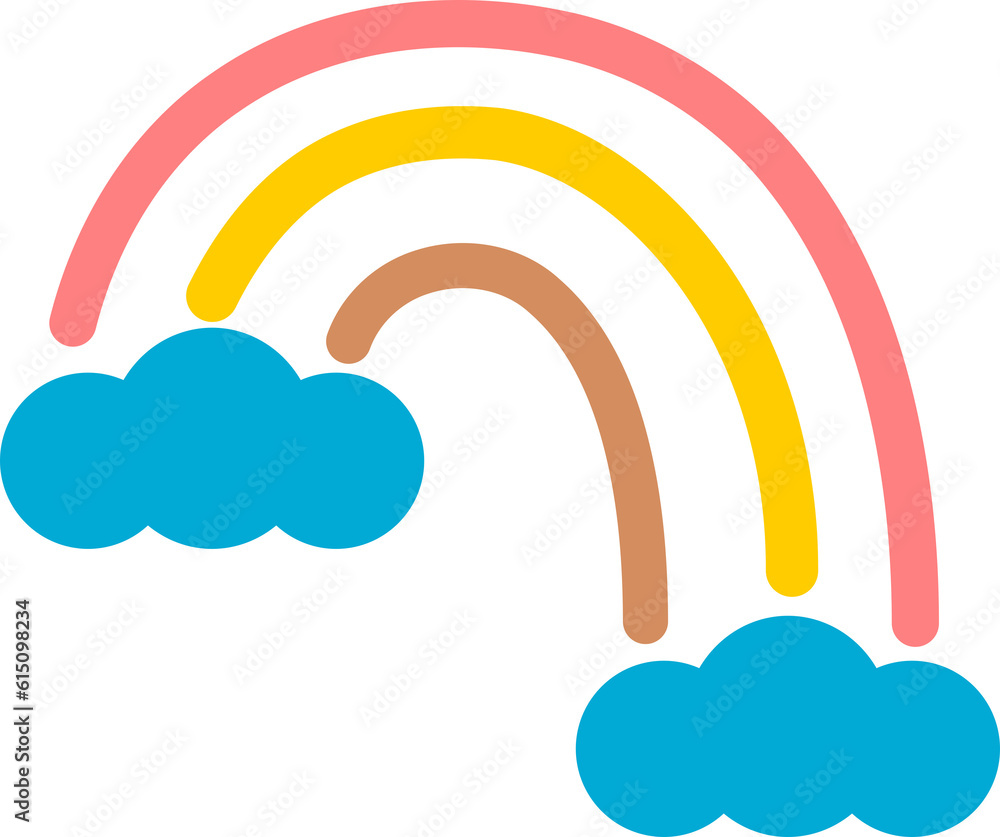 Cute colorful rainbow with blue cloud doodle boho icon PNG Cute colorful rainbow with blue cloud doodle boho icon PNG