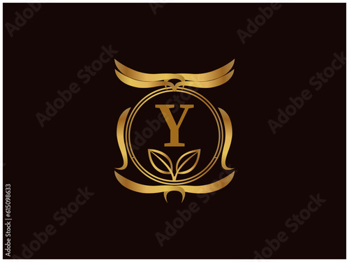  Luxury letter Logo with Heraldic crests and Flourishes Calligraphy Monogram design for hotel  Spa  Restaurant  VIP  Fashion and Premium brand identity. Vintage capital Letter for Monogram and Logo.
