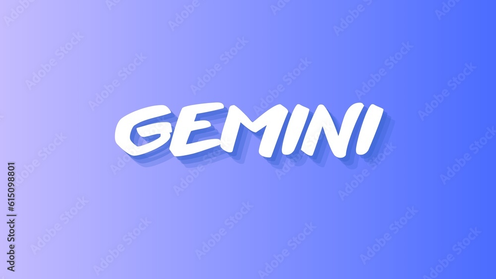 Fototapeta premium Gemini astrology (zodiac) sign illustration in violet and purple colours, inscription