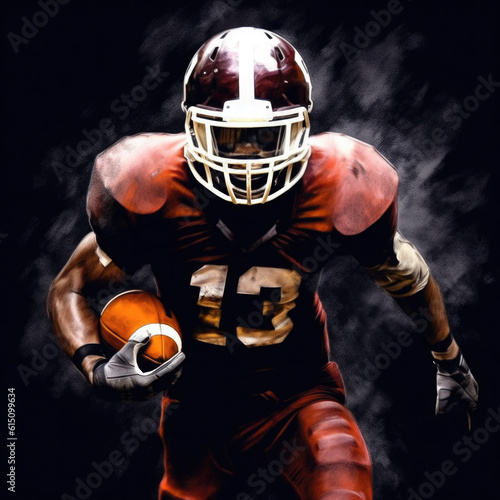 American football player. Digital art. Generative AI.