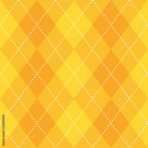 Argyle vector pattern. Argyle pattern. Yellow argyle pattern. Seamless geometric pattern for clothing, wrapping paper, backdrop, background, gift card, sweater.