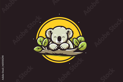 Koala on tree vector logo design. Koala on tree vector logo design.