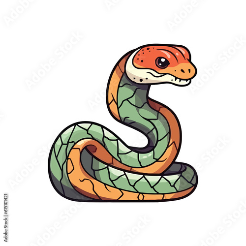 Playful Python: Whimsical 2D Illustration of a Cute Serpent