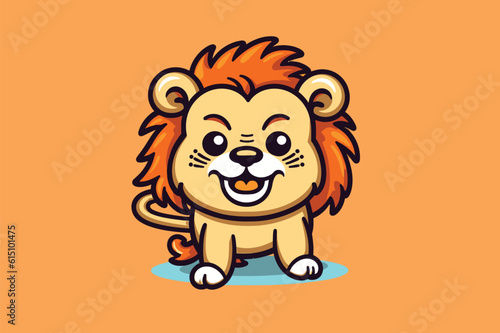 Cute lion cartoon character vector design. Animal zoo mascot concept.