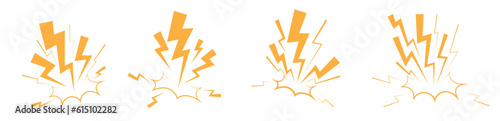 lighting strike thunder strike icon vector cartoon animate with impact lightning strike photo