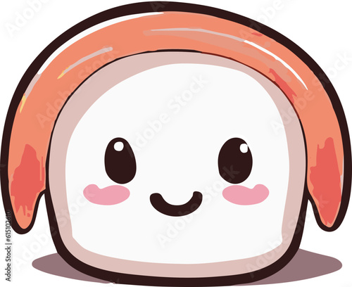 A cute cartoon character with colorful Japanese sushi food, a white background vector.