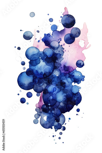 cluster of cobalt and sapphire bubbles, watercolor paint abstract border frame for design layout, isolated on a transparent background, generative ai