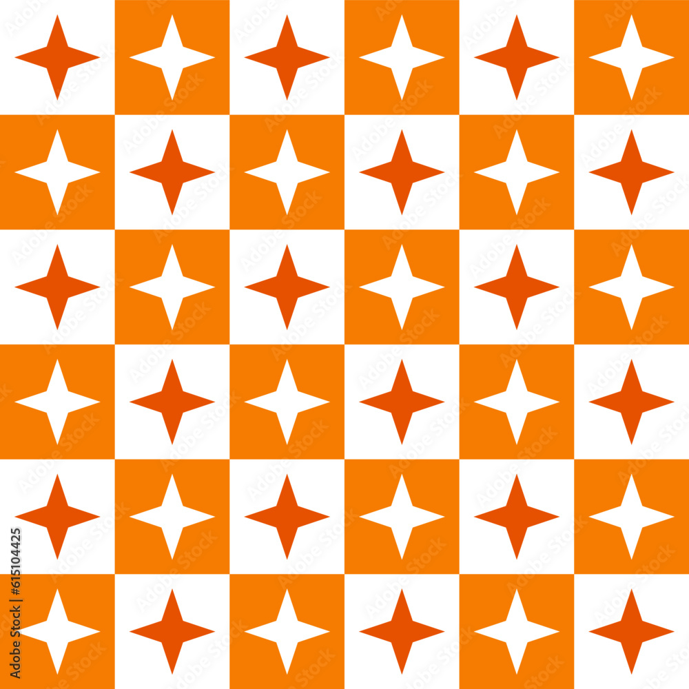 Orange 4 point star. 4 point star pattern. 4 point star pattern background. 4 point star background. Seamless pattern. for backdrop, decoration, Gift wrapping Orange 4 point star. 4 point star pattern. 4 point star pattern background. 4 point star background. Seamless pattern. for backdrop, decoration, Gift wrapping