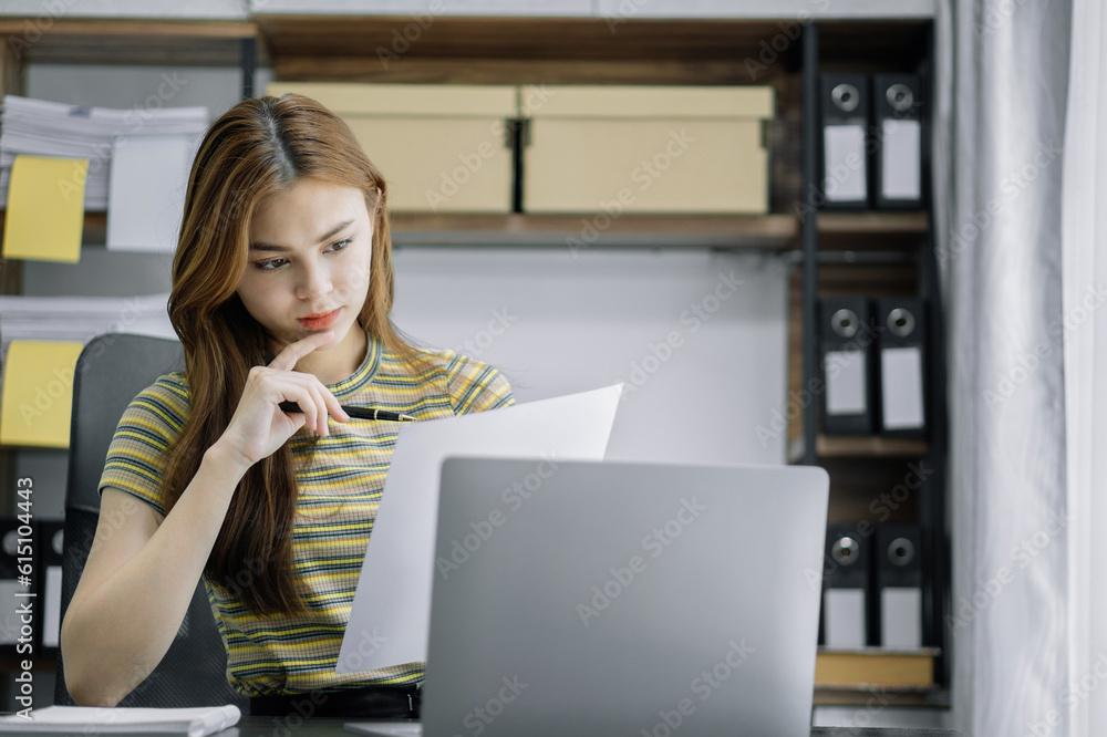 Businesswoman analyzing business enterprise data management, business analytics with charts, Marketing, Financial, Analyst, Business growth chart. Businesswoman analyzing business enterprise data management, business analytics with charts, Marketing, Financial, Analyst, Business growth chart.
